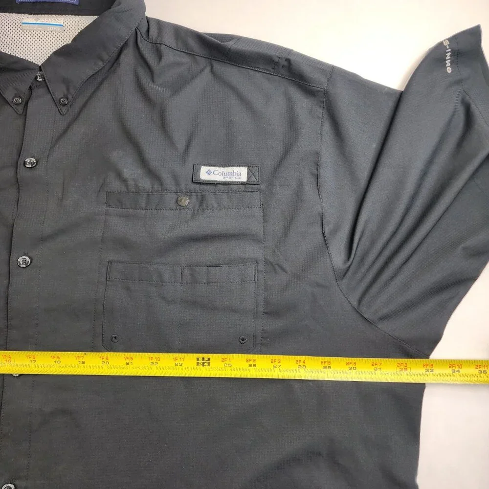 Columbia PFG Bahama Shirt Mens 5XT Tall Black Short Sleeve Vented Omni Shade - Picture 11 of 14